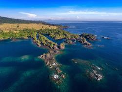 Dive Centre Lembeh at Hairball Resort - aerial view Lembeh straights.